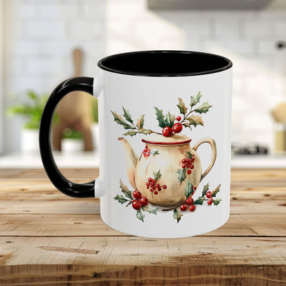 Farmhouse Christmas Teapot Holiday Mug (11/15oz)