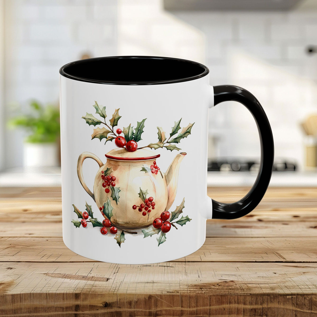 Farmhouse Christmas Teapot Holiday Mug (11/15oz)