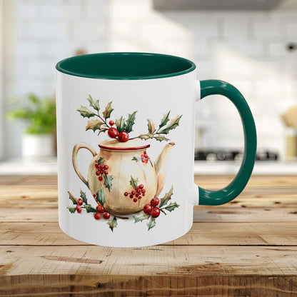Farmhouse Christmas Teapot Holiday Mug (11/15oz)