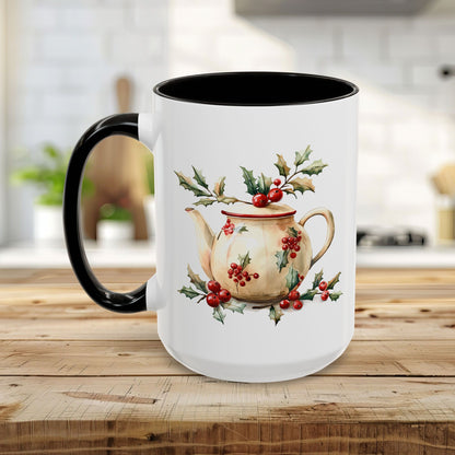 Farmhouse Christmas Teapot Holiday Mug (11/15oz)