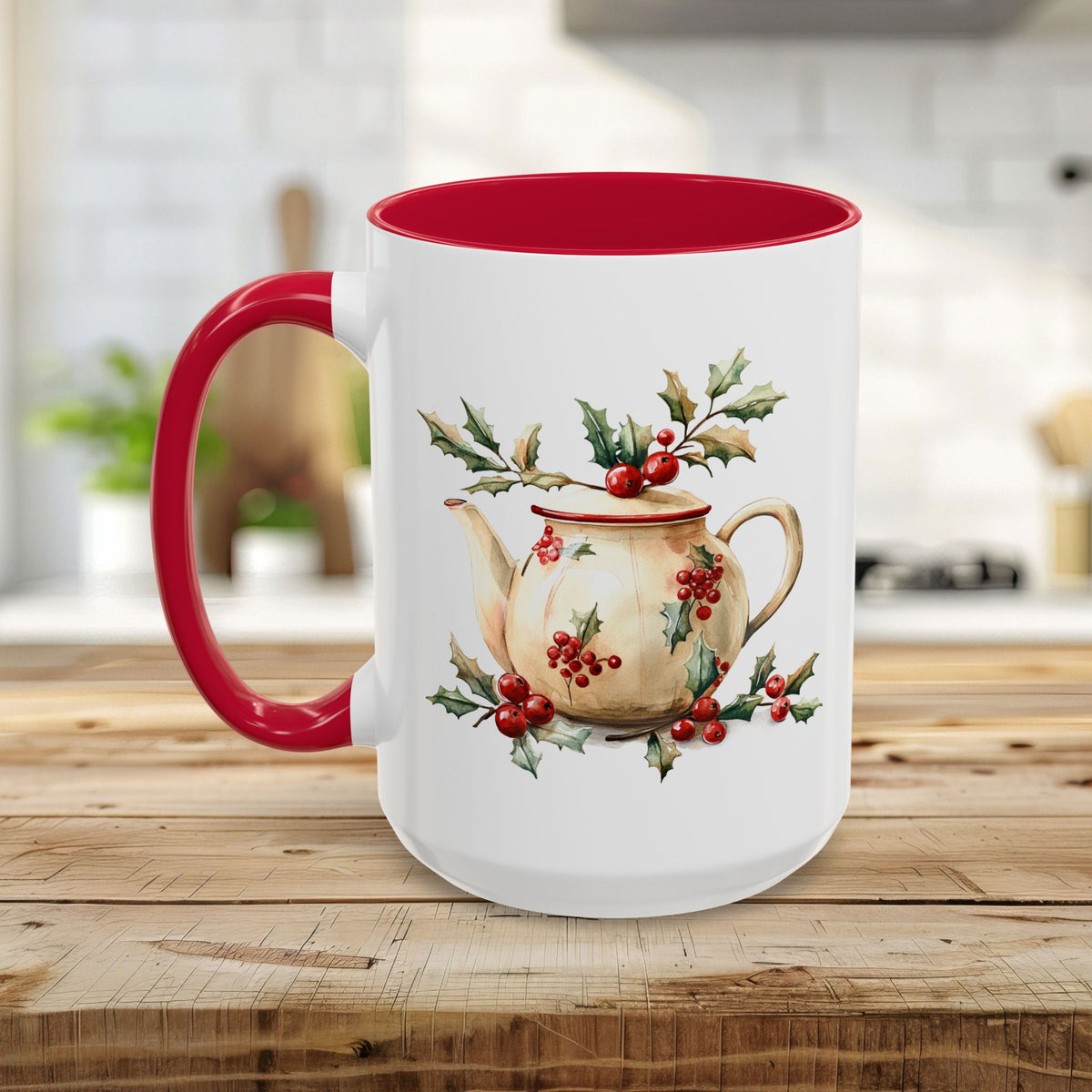 Farmhouse Christmas Teapot Holiday Mug (11/15oz)