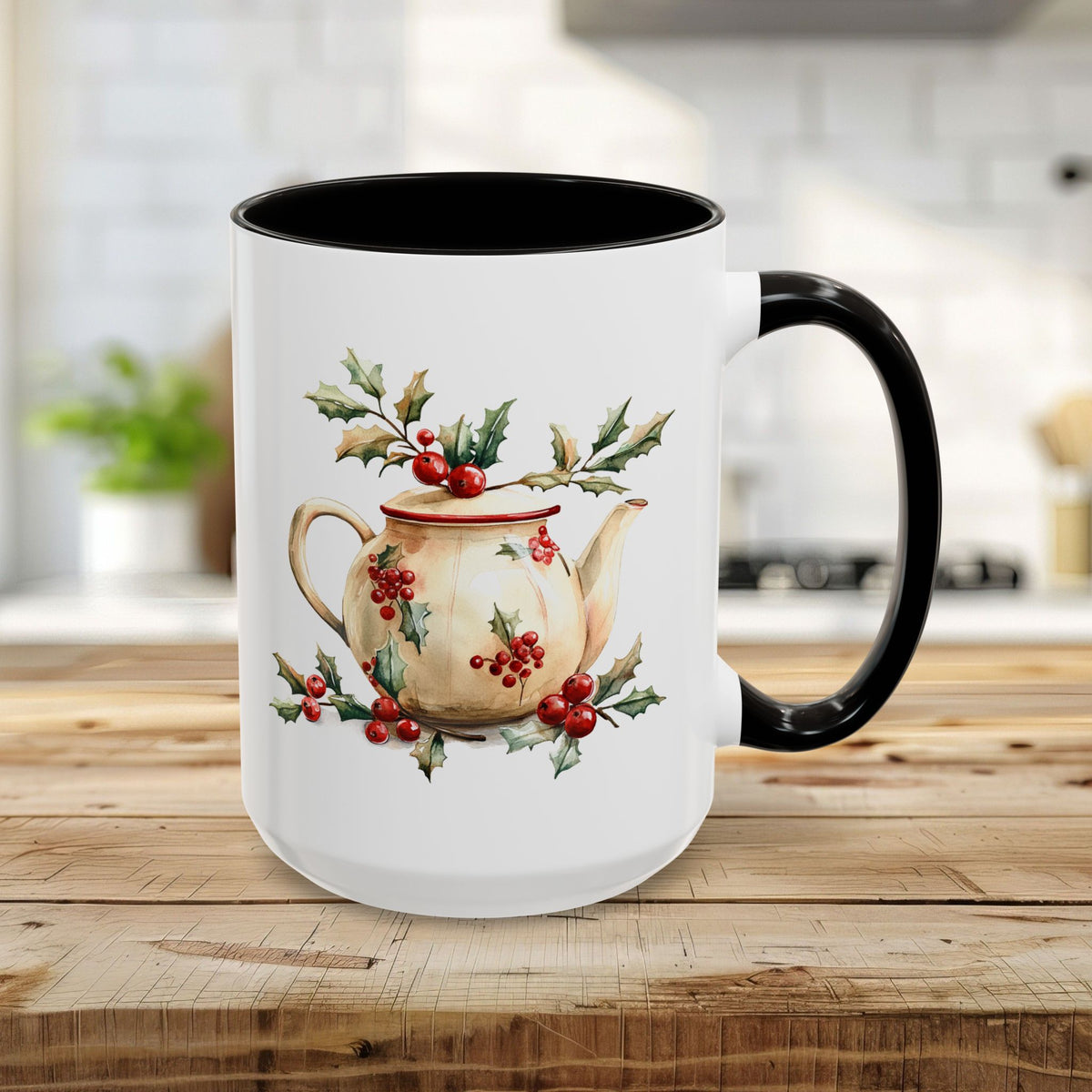 Farmhouse Christmas Teapot Holiday Mug (11/15oz)