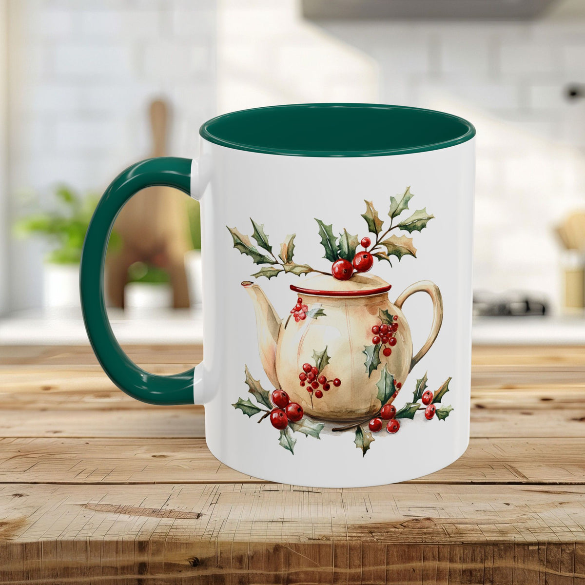 Farmhouse Christmas Teapot Holiday Mug (11/15oz)