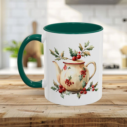 Farmhouse Christmas Teapot Holiday Mug (11/15oz)