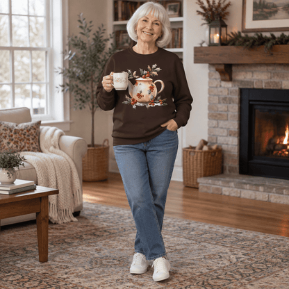 Farmhouse Christmas Teapot Long Sleeve Tee