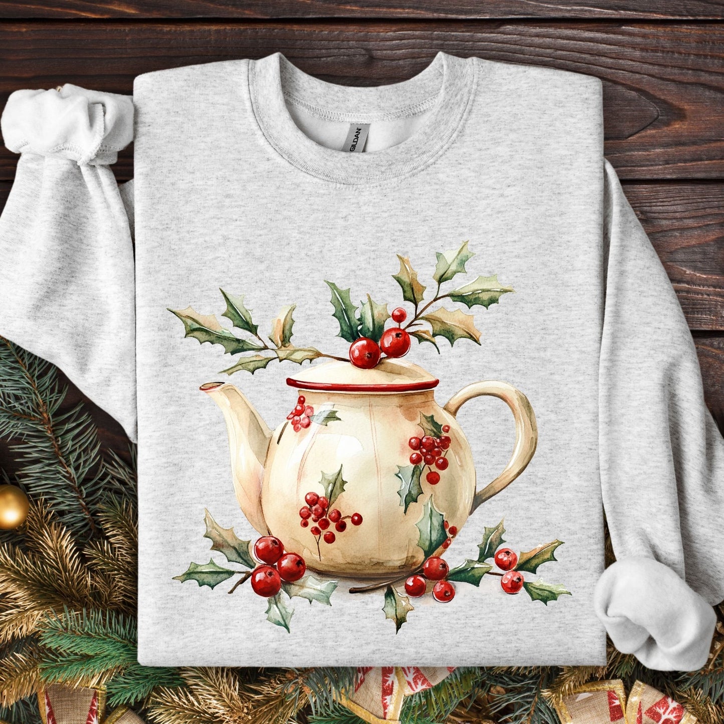 Farmhouse Christmas Teapot Sweatshirt