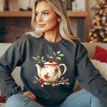 Farmhouse Christmas Teapot Sweatshirt