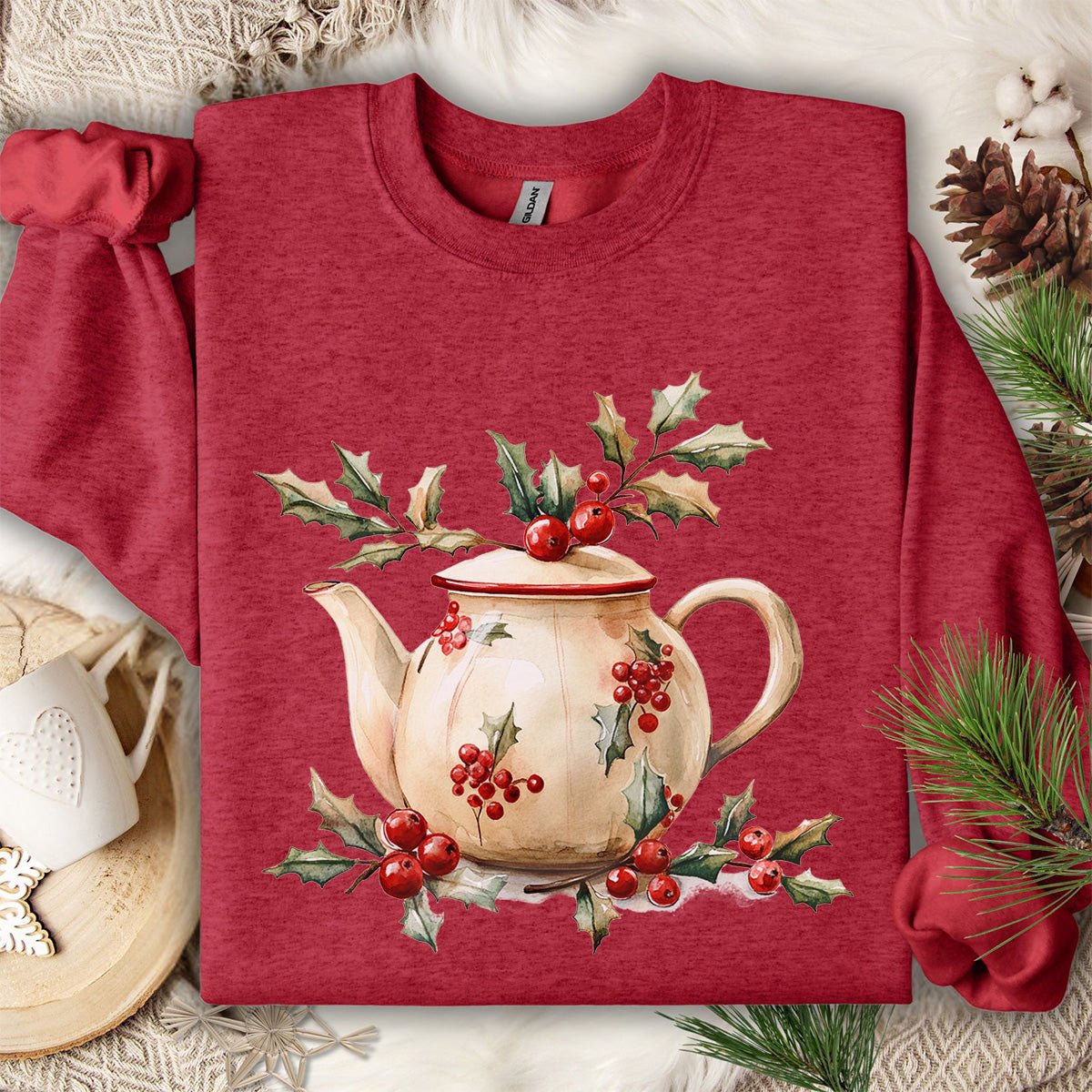 Farmhouse Christmas Teapot Sweatshirt