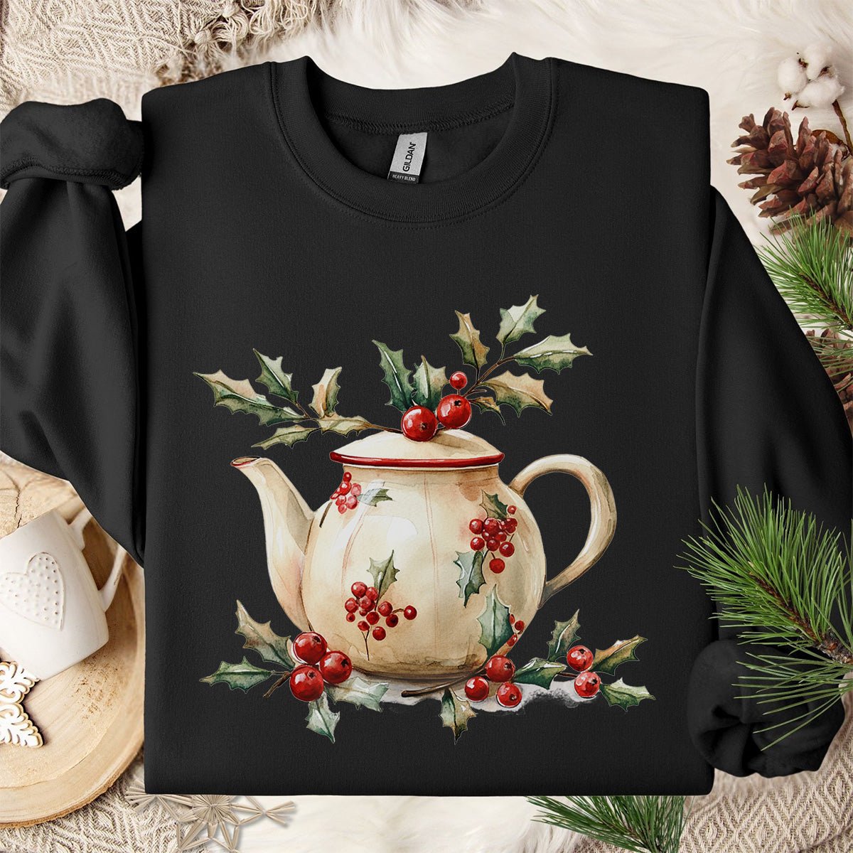 Farmhouse Christmas Teapot Sweatshirt