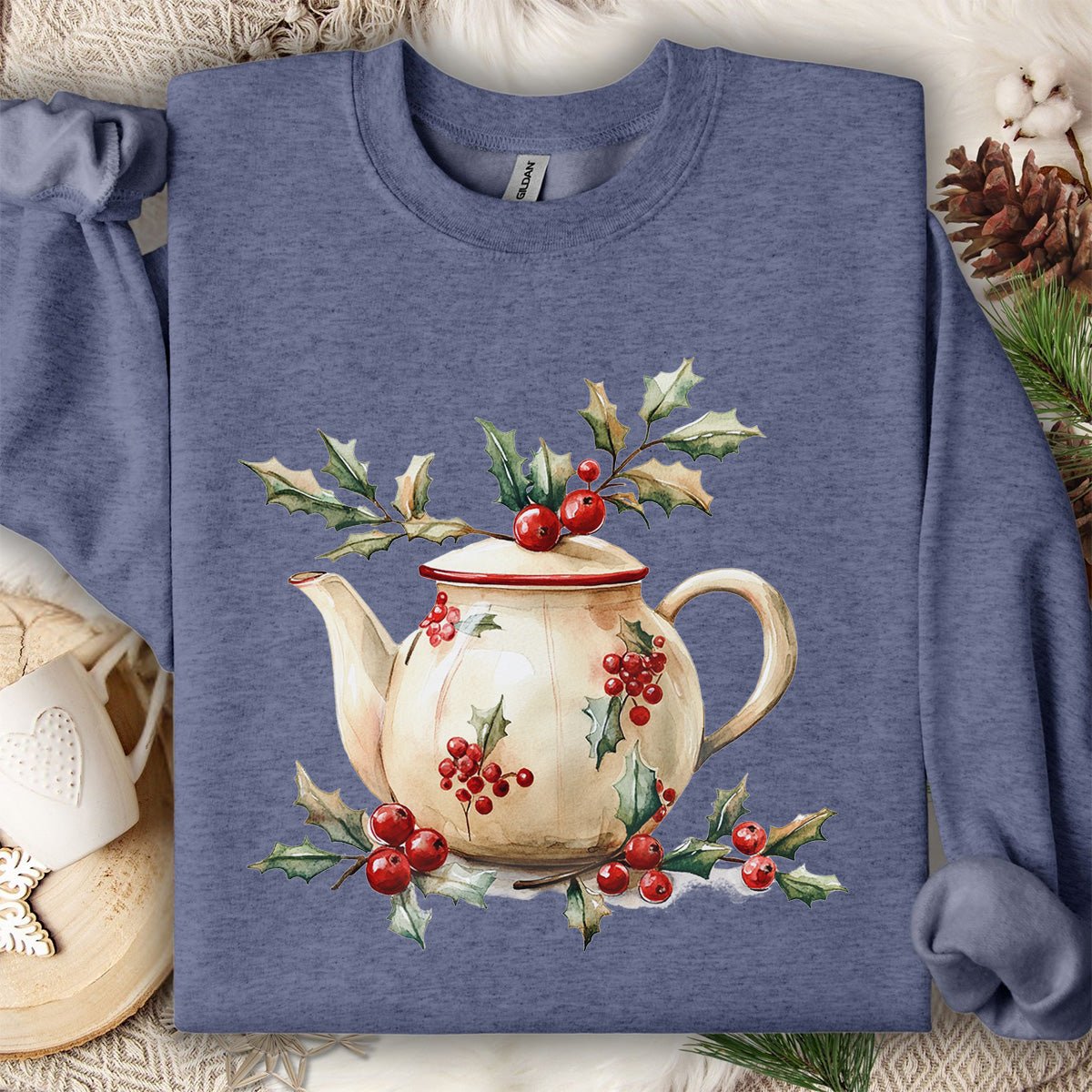 Farmhouse Christmas Teapot Sweatshirt