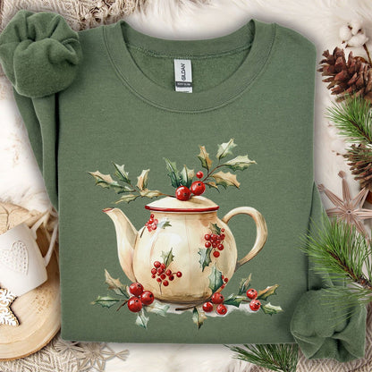 Farmhouse Christmas Teapot Sweatshirt