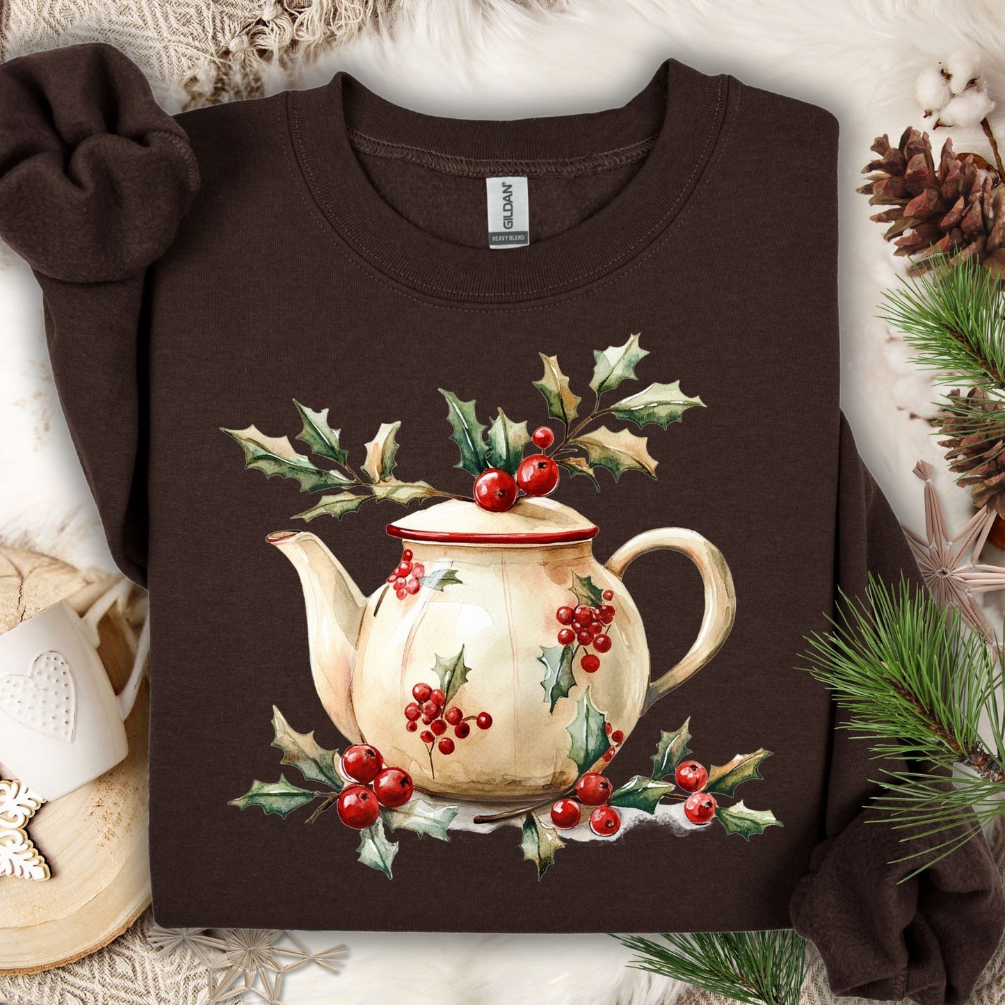 Farmhouse Christmas Teapot Sweatshirt