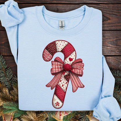 Faux Patchwork Candy Cane Sweatshirt