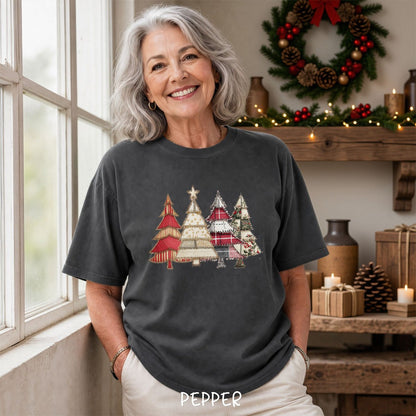 Faux Patchwork Christmas Trees T-Shirt