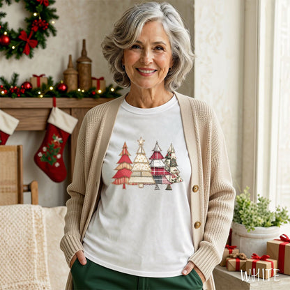 Faux Patchwork Christmas Trees T-Shirt