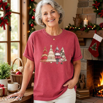 Faux Patchwork Christmas Trees T-Shirt