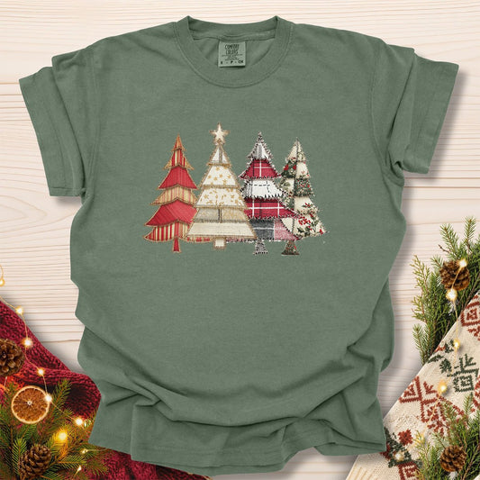 Faux Patchwork Christmas Trees T-Shirt