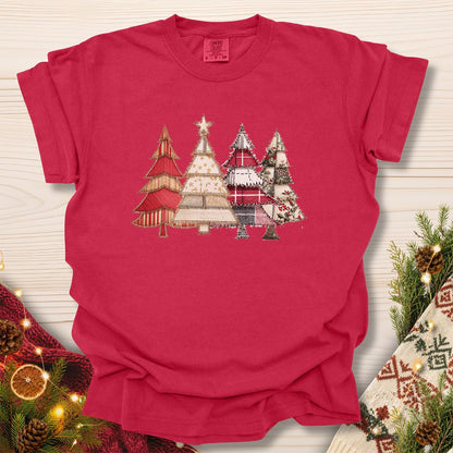 Faux Patchwork Christmas Trees T-Shirt