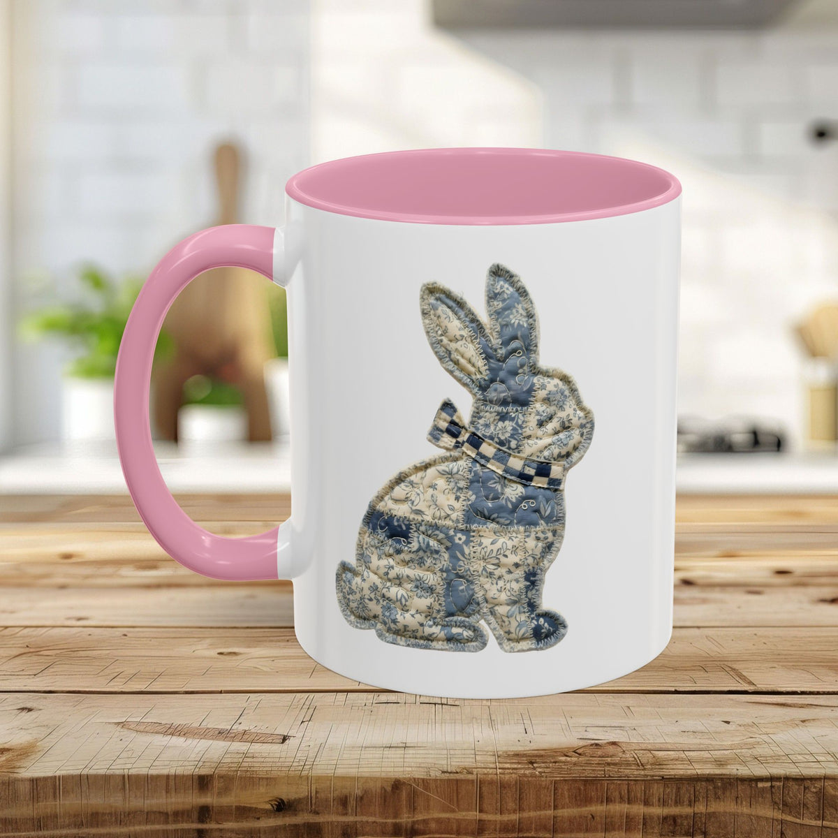 Faux Patchwork Country Bunny Mug (11/15 oz)