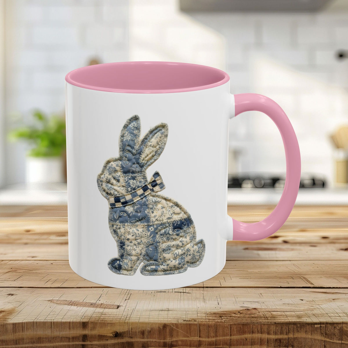 Faux Patchwork Country Bunny Mug (11/15 oz)