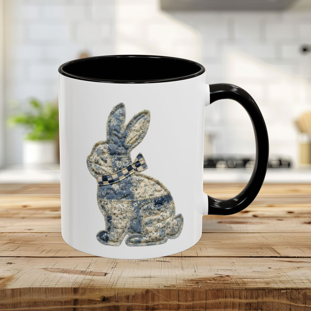 Faux Patchwork Country Bunny Mug (11/15 oz)