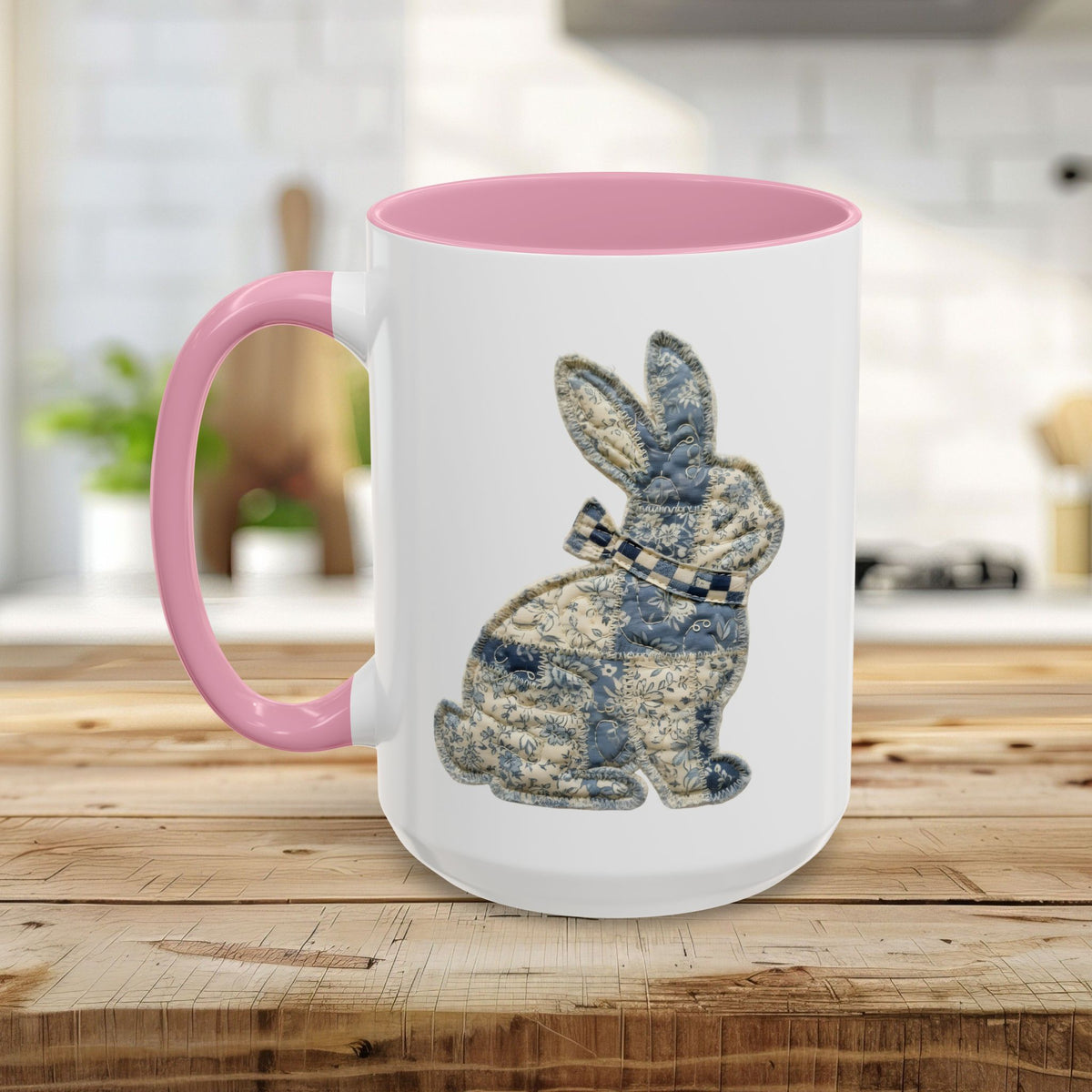 Faux Patchwork Country Bunny Mug (11/15 oz)