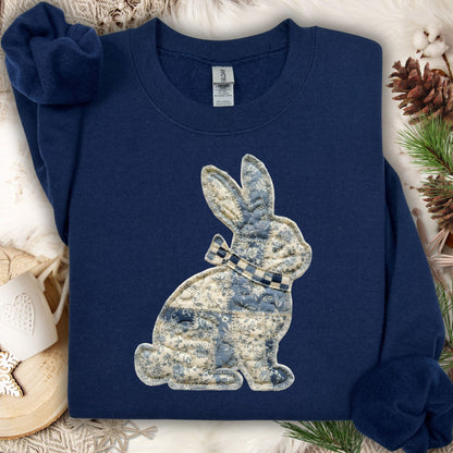 Faux Patchwork Country Bunny Sweatshirt