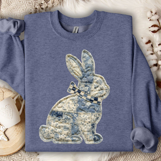 Faux Patchwork Country Bunny Sweatshirt