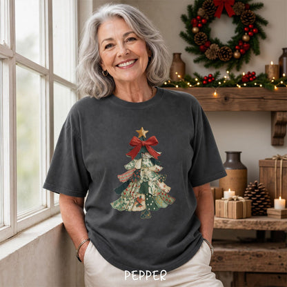 Faux Patchwork Country Christmas Tree T-Shirt