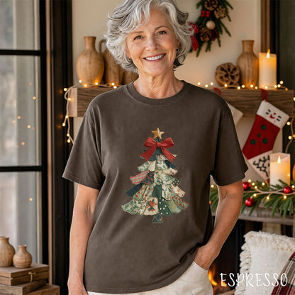 Faux Patchwork Country Christmas Tree T-Shirt