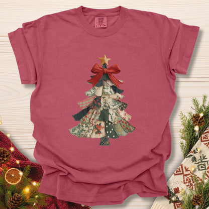 Faux Patchwork Country Christmas Tree T-Shirt