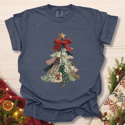 Faux Patchwork Country Christmas Tree T-Shirt