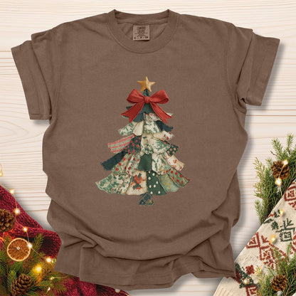 Faux Patchwork Country Christmas Tree T-Shirt