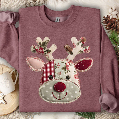 Faux Patchwork Country Rudolph Sweatshirt