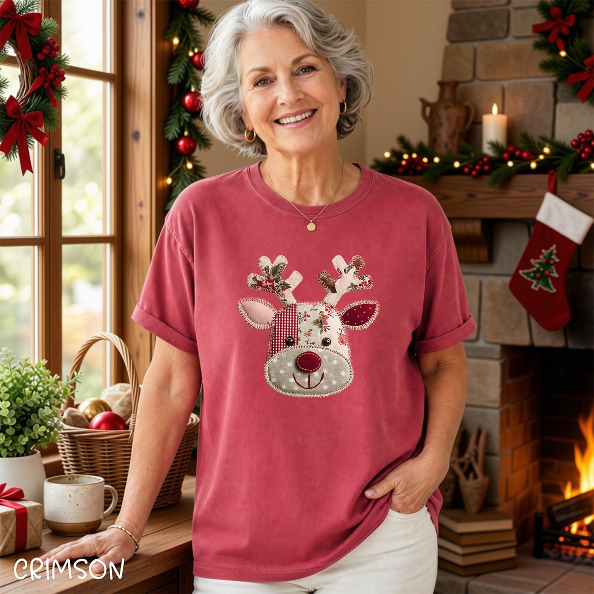 Faux Patchwork Country Rudolph T-Shirt