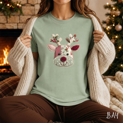 Faux Patchwork Country Rudolph T-Shirt