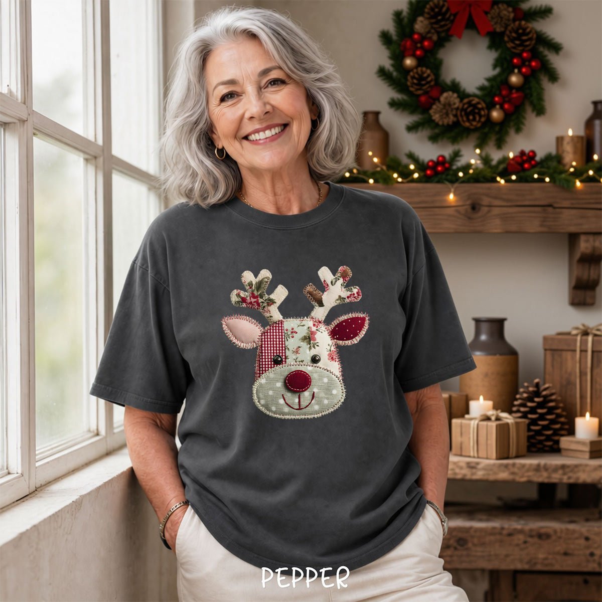 Faux Patchwork Country Rudolph T-Shirt