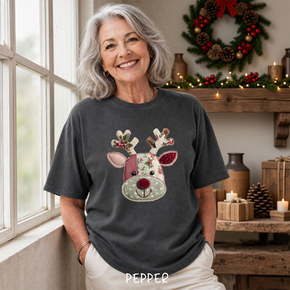 Faux Patchwork Country Rudolph T-Shirt