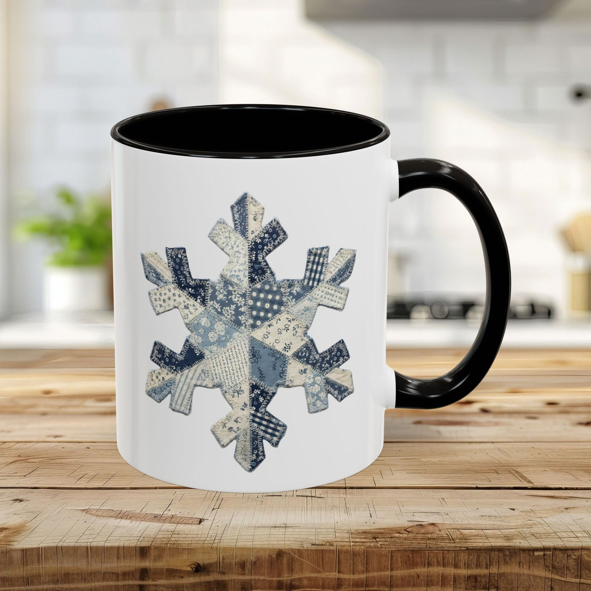 Faux Patchwork Country Snowflake Mug (11/15oz)