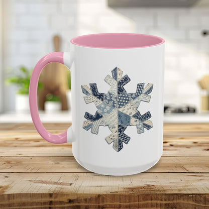 Faux Patchwork Country Snowflake Mug (11/15oz)