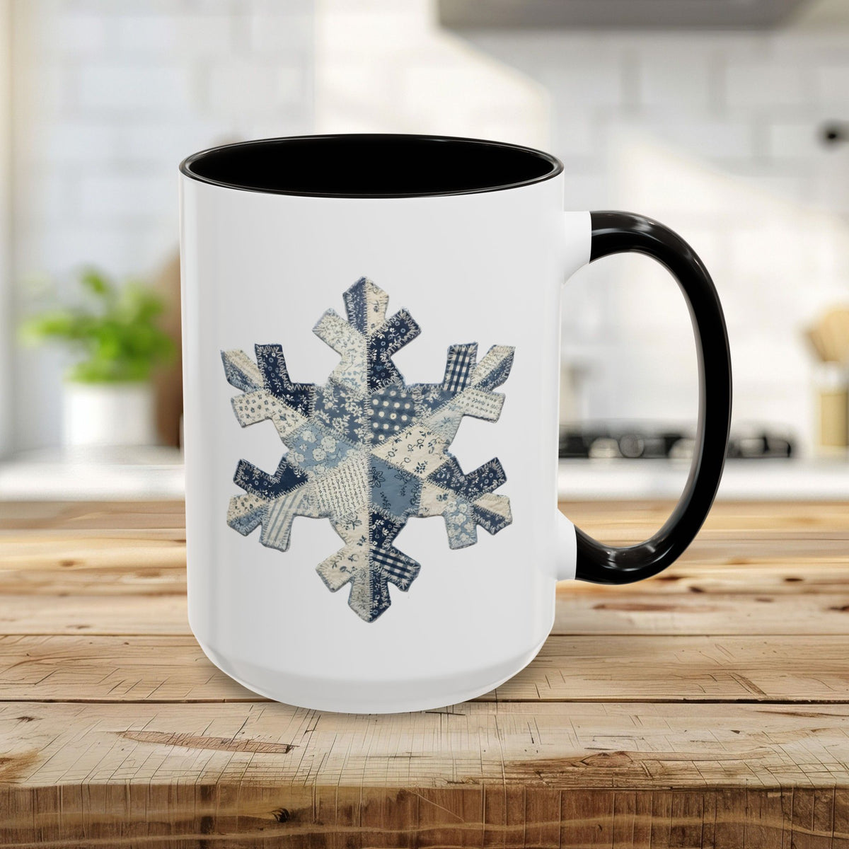 Faux Patchwork Country Snowflake Mug (11/15oz)