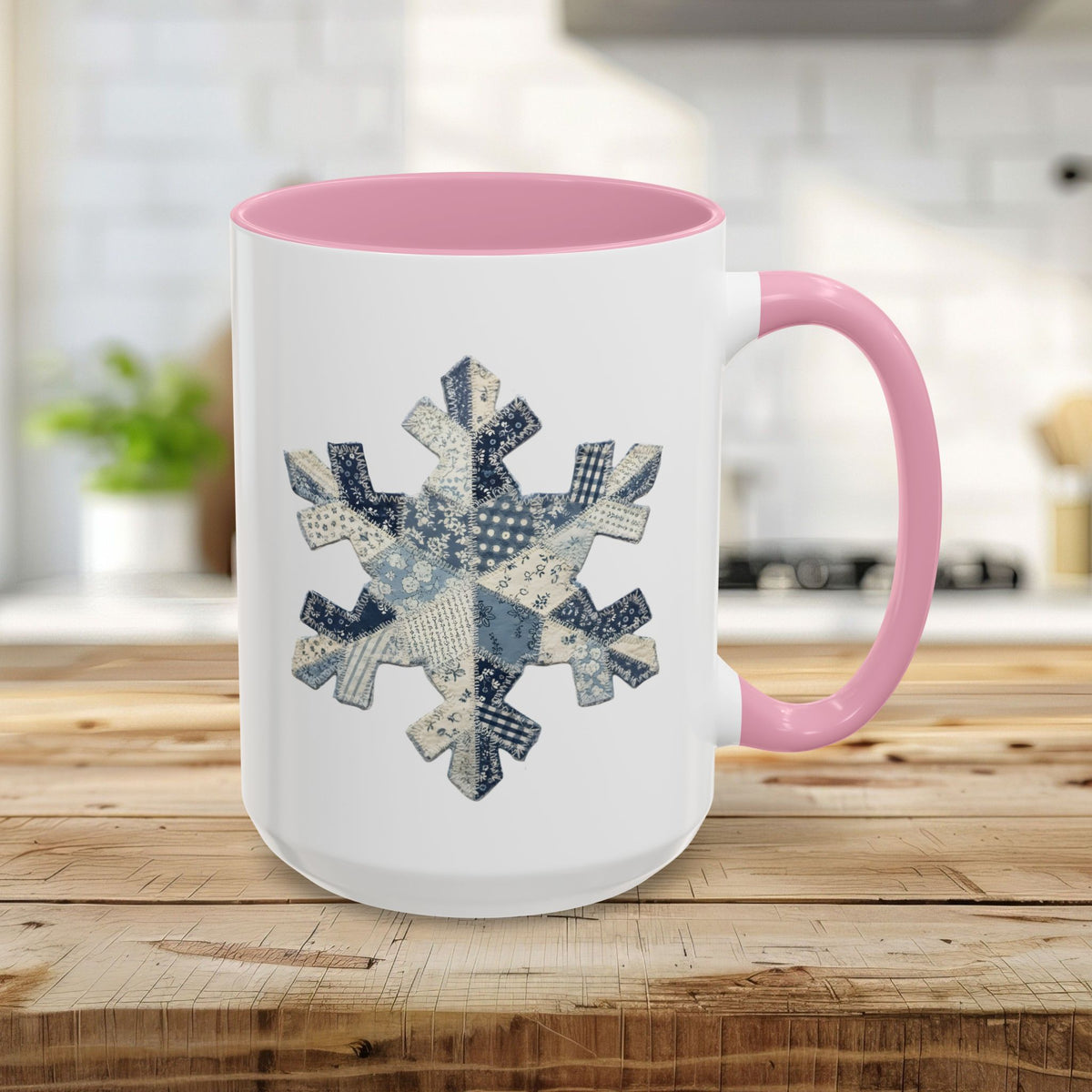 Faux Patchwork Country Snowflake Mug (11/15oz)