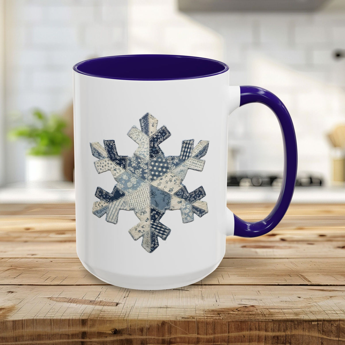 Faux Patchwork Country Snowflake Mug (11/15oz)