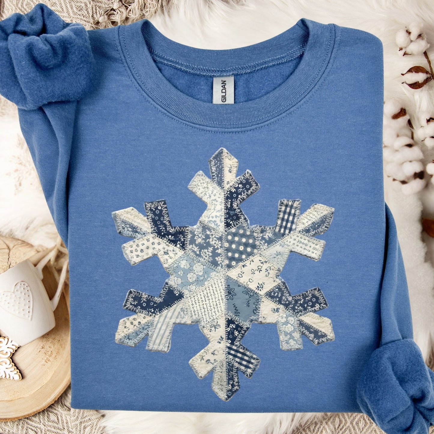 Faux Patchwork Country Snowflake Sweatshirt