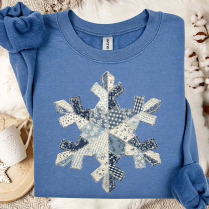 Faux Patchwork Country Snowflake Sweatshirt