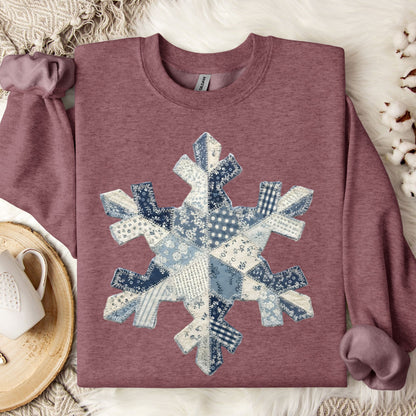 Faux Patchwork Country Snowflake Sweatshirt