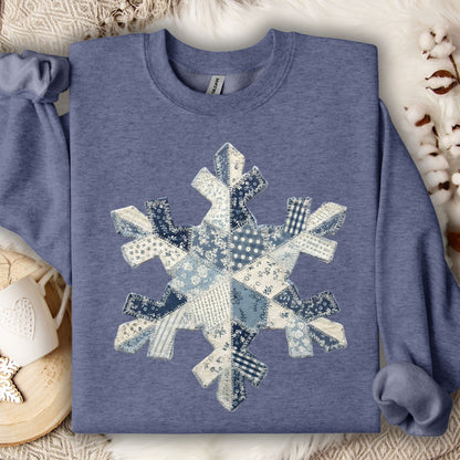 Faux Patchwork Country Snowflake Sweatshirt
