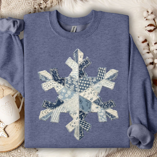 Faux Patchwork Country Snowflake Sweatshirt