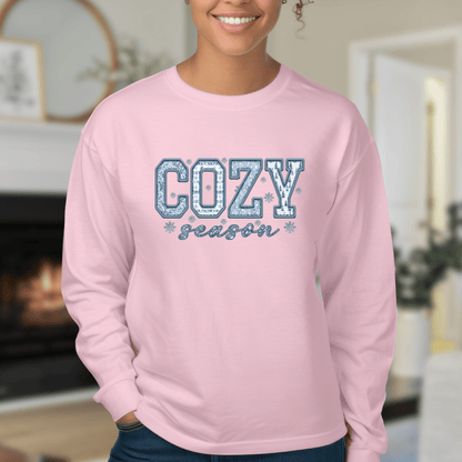 Faux Patchwork Cozy Season Long Sleeve Tee