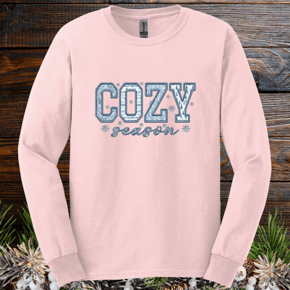 Faux Patchwork Cozy Season Long Sleeve Tee